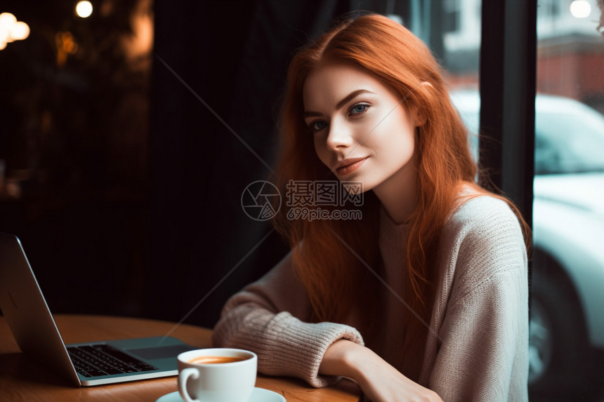 咖啡店的女孩高清图片下载-正版图片600393066-摄图网