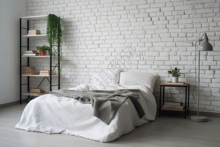 北欧极简风格的卧室家居场景背景图片