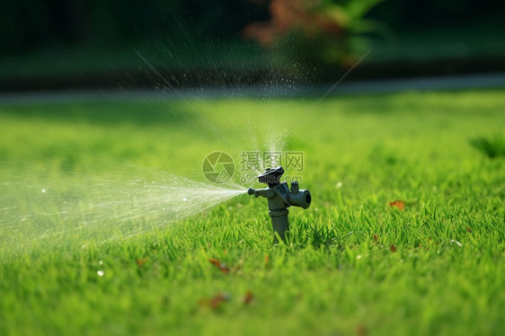 自动灌溉的草坪图片