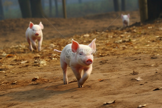 自由奔跑的小猪图片
