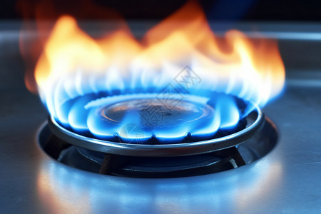 煤气灶的蓝色火焰图片