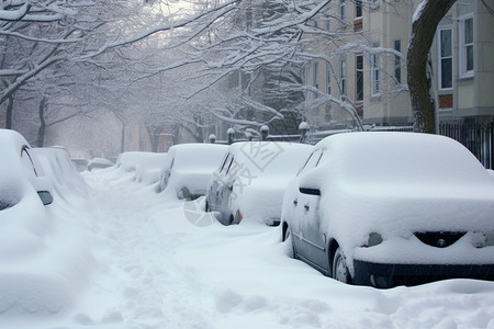 冬季积雪的街道图片
