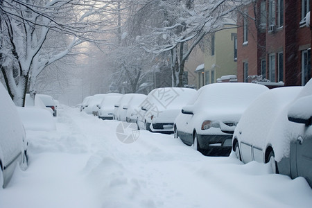 大雪覆盖的街道图片