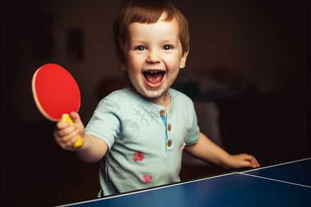 玩乒乓球的小男孩背景图片