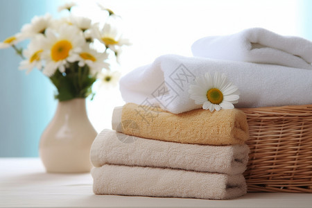 洗涤干净的毛巾背景图片