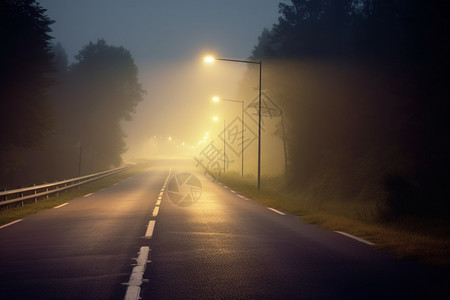 迷雾笼罩的交通公路图片