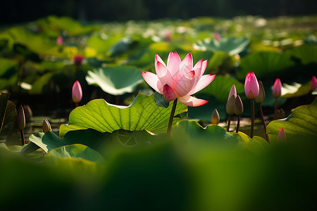 夏日的荷花池图片