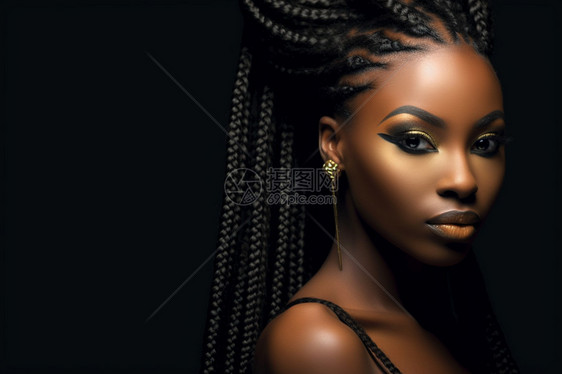 化妆的黑人女模特图片