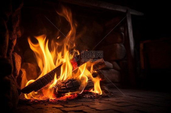 冬天燃烧取暖的木炭图片