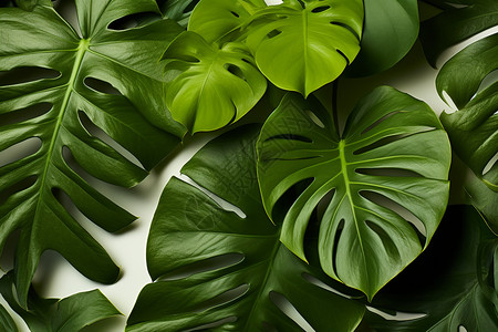丛林中棕榈植物绿色叶子背景图片