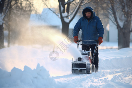 城市街道上的小型铲雪机图片