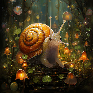 丛林里的蜗牛精灵背景图片