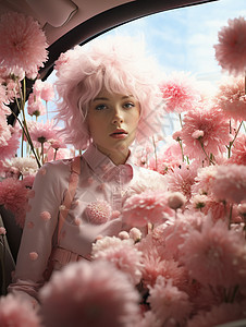 粉色系女孩梦幻鲜花背景图片
