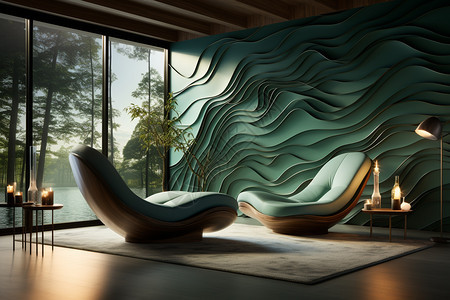 抽象绿色流体客厅装饰背景图片