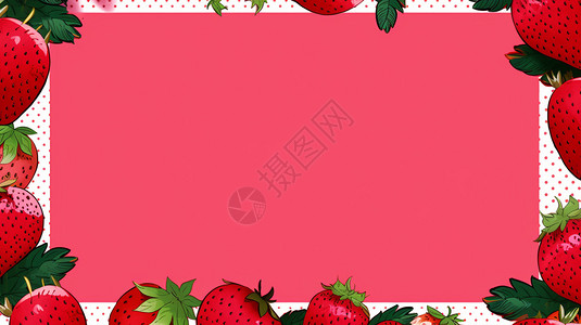 卡通草莓边框背景图片
