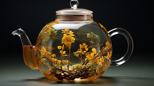 玻璃茶壶透明创意茶壶概念图设计图片