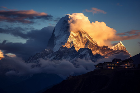 山脉日照金山背景图片