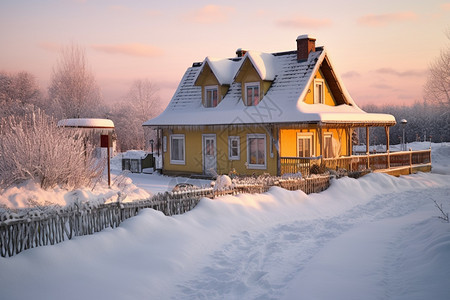 被冰雪覆盖的房子图片