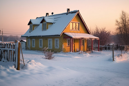 雪地房子冬季的房屋建筑背景