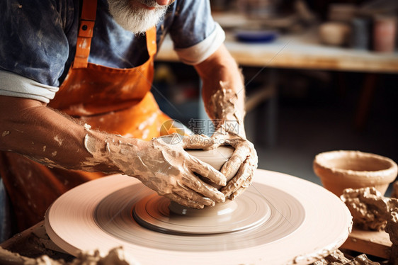 制作陶瓷的男子图片
