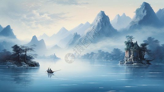 中国风格的山水画图片