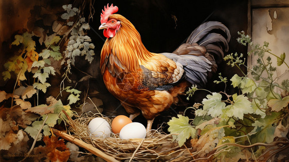 农村养殖的母鸡下蛋图片