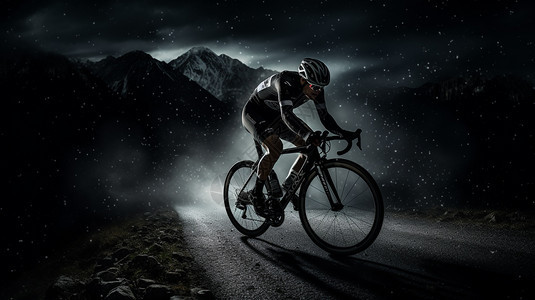 夜间山地自行车骑行图片