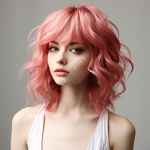 粉色发型的外国女子图片