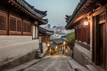 韩国带历史的古建筑背景图片