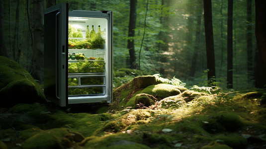 森林里的冰箱图片