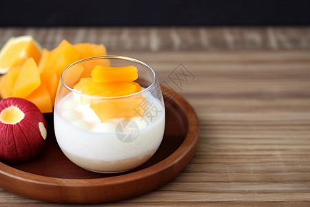 芒果牛奶水果布丁食物背景