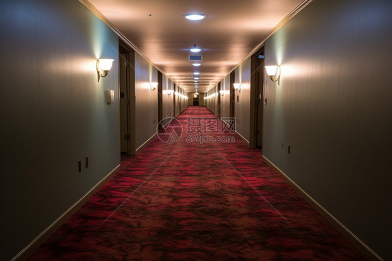 灯光明亮的酒店走廊图片