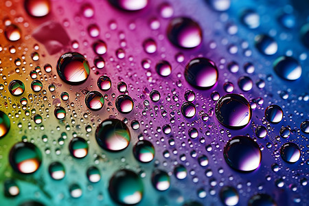 彩虹背景中的水滴图片