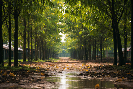 雨后树林里的树木高清图片