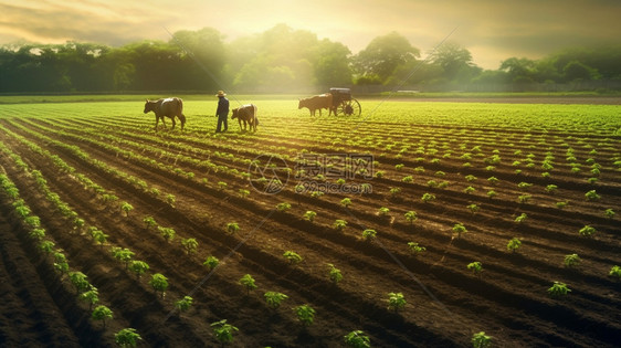 田地里的牲畜图片