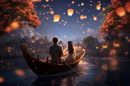 梦幻般的七夕节场景插画图片下载-正版图片600401426-摄图网