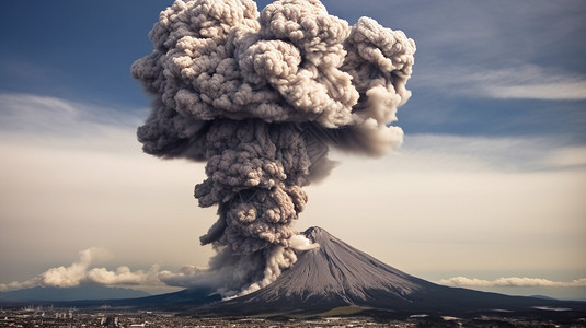 火山口上的烟雾图片