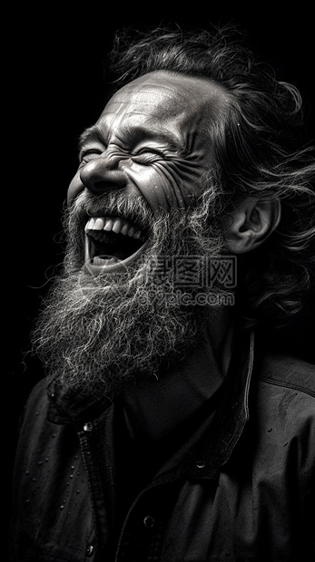 开心大笑的外国老人图片