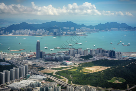 海港城市的建筑景观图片