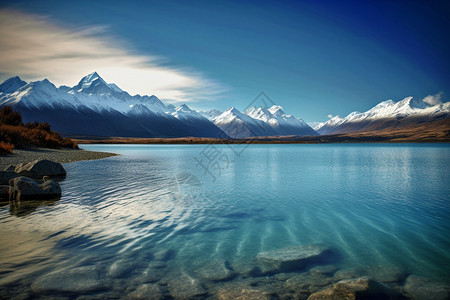 山中湖泊的美丽景观图片