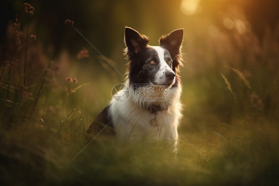 草地上玩耍的牧羊犬图片