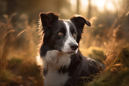 户外草地上的牧羊犬图片