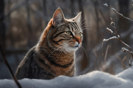 寒冷天气户外的猫咪背景图片