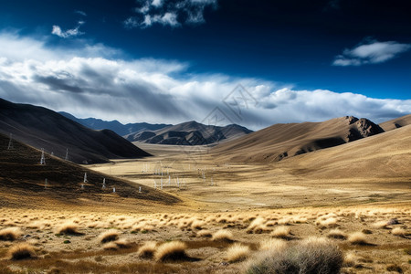 徒步旅行的山脉景观图片