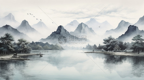 中国水墨风景画图片