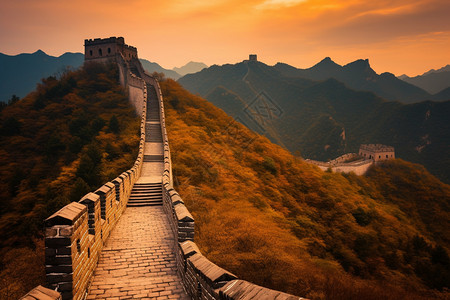 长城日落背景图片-长城日落背景素材-长城日落底图-摄图网
