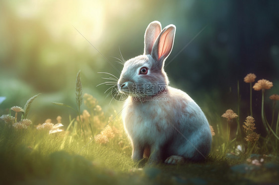 毛茸茸的灰色兔子图片