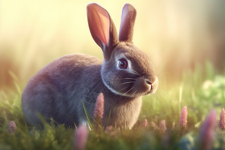 野生的灰色兔子背景图片