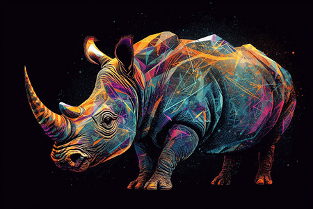 创意犀牛艺术插图背景图片