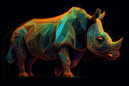 艺术创意犀牛平面插图背景图片